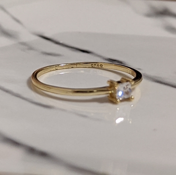 Golden Square Ring Size 8 S925 - Picture 4 of 5